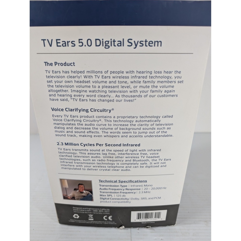 TV Ears 5.0 Digital Wireless Headset System Voice Clarifying 11741 Black - Picture 16 of 16